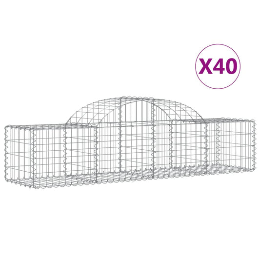 vidaXL Arched Gabion Baskets 40 pcs 200x50x40/60 cm Galvanised Iron
