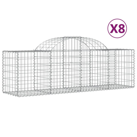 vidaXL Arched Gabion Baskets 8 pcs 200x50x60/80 cm Galvanised Iron