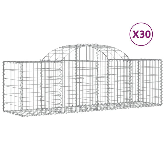 vidaXL Arched Gabion Baskets 30 pcs 200x50x60/80 cm Galvanised Iron