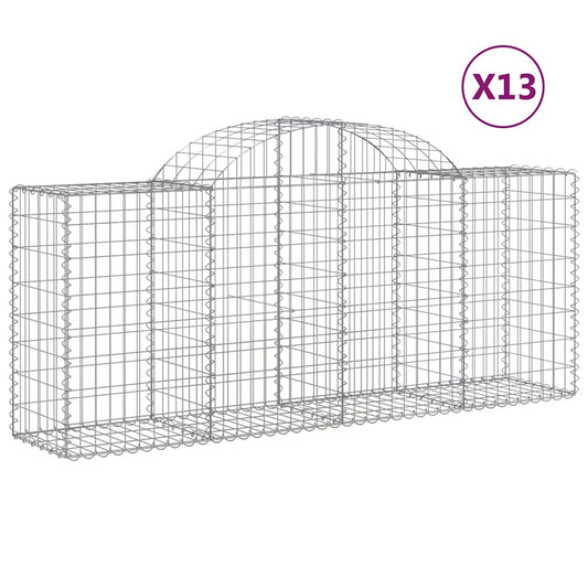 vidaXL Arched Gabion Baskets 13 pcs 200x50x80/100 cm Galvanised Iron