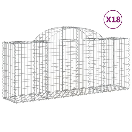 vidaXL Arched Gabion Baskets 18 pcs 200x50x80/100 cm Galvanised Iron