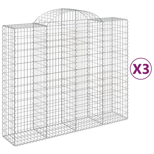 vidaXL Arched Gabion Baskets 3 pcs 200x50x160/180 cm Galvanised Iron