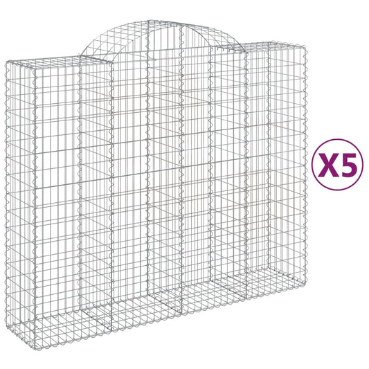 vidaXL Arched Gabion Baskets 5 pcs 200x50x160/180 cm Galvanised Iron