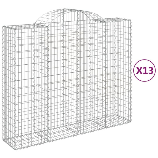vidaXL Arched Gabion Baskets 13 pcs 200x50x160/180 cm Galvanised Iron