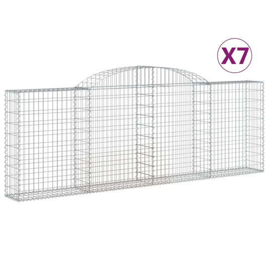 vidaXL Arched Gabion Baskets 7 pcs 300x30x100/120 cm Galvanised Iron