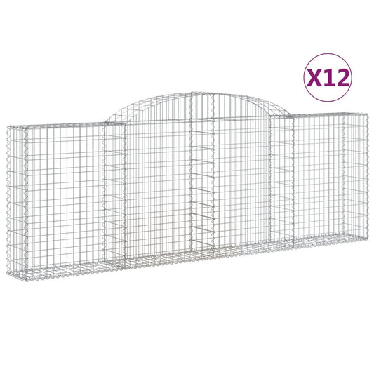 vidaXL Arched Gabion Baskets 12 pcs 300x30x100/120 cm Galvanised Iron