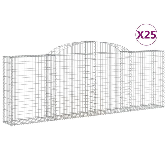 vidaXL Arched Gabion Baskets 25 pcs 300x30x100/120 cm Galvanised Iron