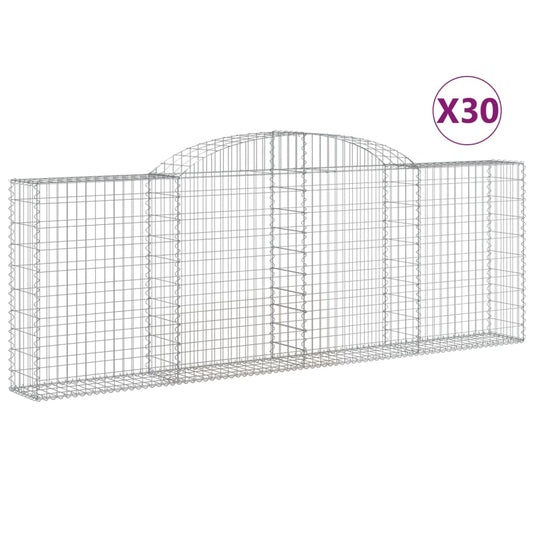 vidaXL Arched Gabion Baskets 30 pcs 300x30x100/120 cm Galvanised Iron