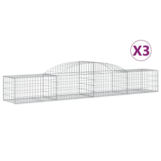 vidaXL Arched Gabion Baskets 3 pcs 300x50x40/60 cm Galvanised Iron