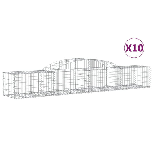 vidaXL Arched Gabion Baskets 10 pcs 300x50x40/60 cm Galvanised Iron