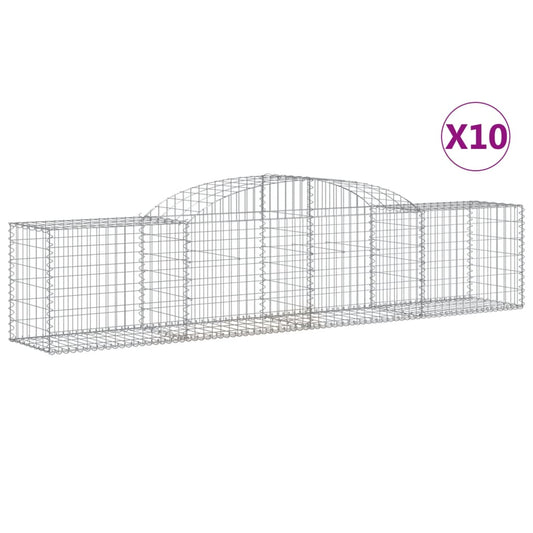 vidaXL Arched Gabion Baskets 10 pcs 300x50x60/80 cm Galvanised Iron
