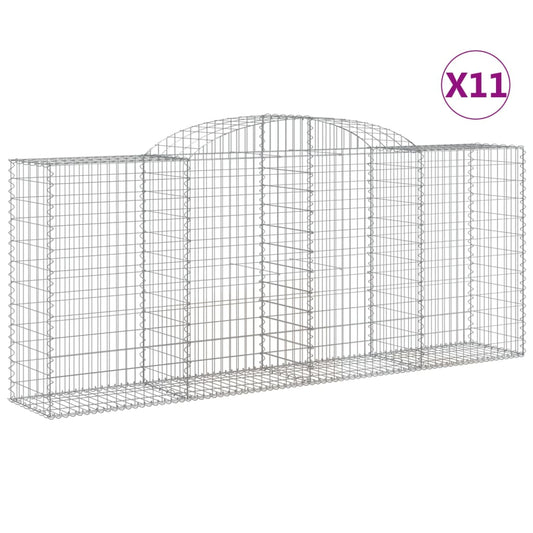vidaXL Arched Gabion Baskets 11 pcs 300x50x120/140 cm Galvanised Iron