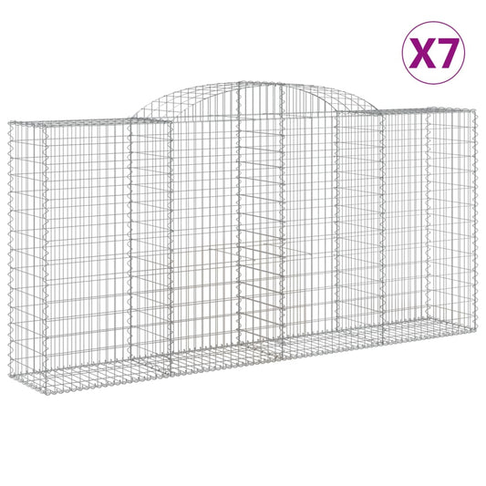vidaXL Arched Gabion Baskets 7 pcs 300x50x140/160 cm Galvanised Iron