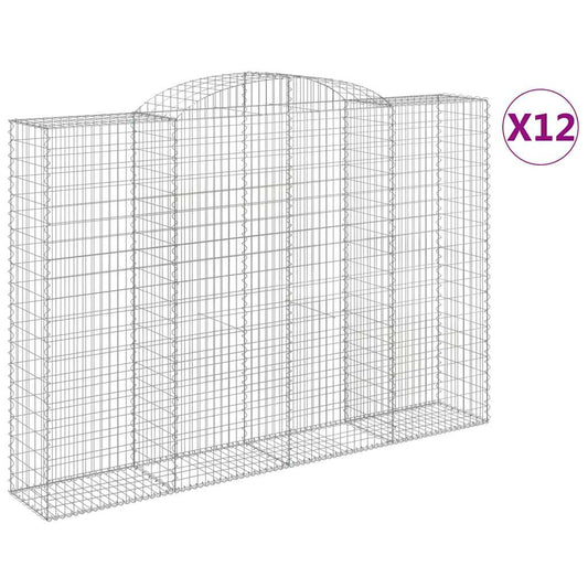 vidaXL Arched Gabion Baskets 12 pcs 300x50x200/220 cm Galvanised Iron