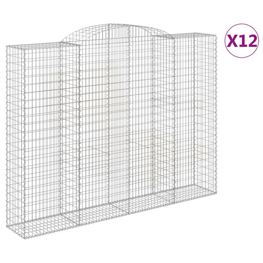 vidaXL Arched Gabion Baskets 12 pcs 300x50x220/240 cm Galvanised Iron