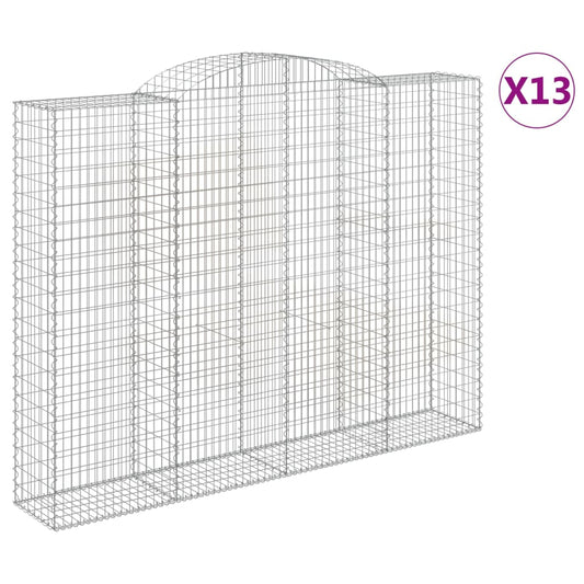 vidaXL Arched Gabion Baskets 13 pcs 300x50x220/240 cm Galvanised Iron