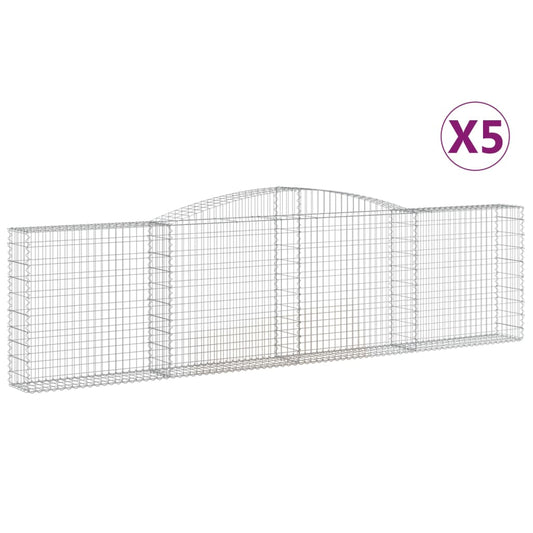 vidaXL Arched Gabion Baskets 5 pcs 400x30x100/120 cm Galvanised Iron