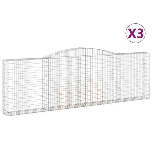 vidaXL Arched Gabion Baskets 3 pcs 400x30x120/140 cm Galvanised Iron
