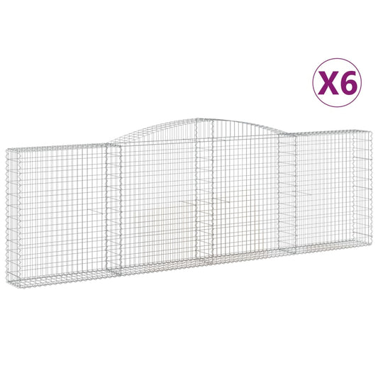 vidaXL Arched Gabion Baskets 6 pcs 400x30x120/140 cm Galvanised Iron