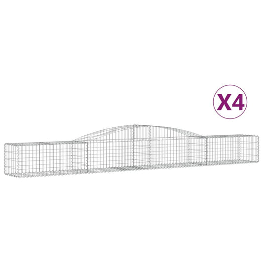 vidaXL Arched Gabion Baskets 4 pcs 400x50x40/60 cm Galvanised Iron