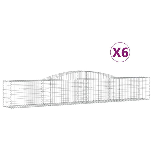 vidaXL Arched Gabion Baskets 6 pcs 400x50x60/80 cm Galvanised Iron