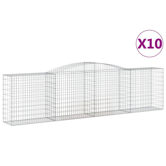 vidaXL Arched Gabion Baskets 10 pcs 400x50x100/120 cm Galvanised Iron
