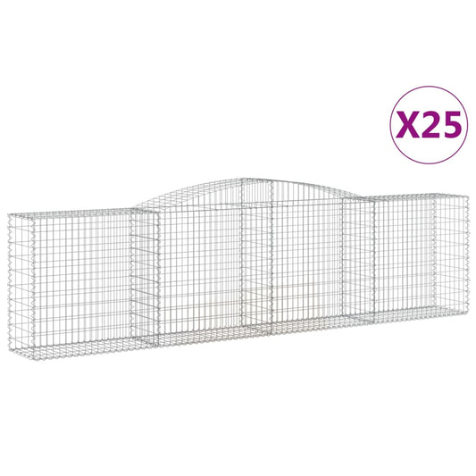 vidaXL Arched Gabion Baskets 25 pcs 400x50x100/120 cm Galvanised Iron