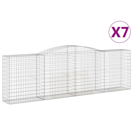 vidaXL Arched Gabion Baskets 7 pcs 400x50x120/140 cm Galvanised Iron