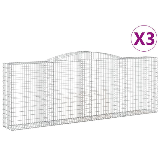 vidaXL Arched Gabion Baskets 3 pcs 400x50x140/160 cm Galvanised Iron