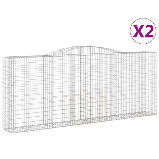 vidaXL Arched Gabion Baskets 2 pcs 400x50x160/180 cm Galvanised Iron