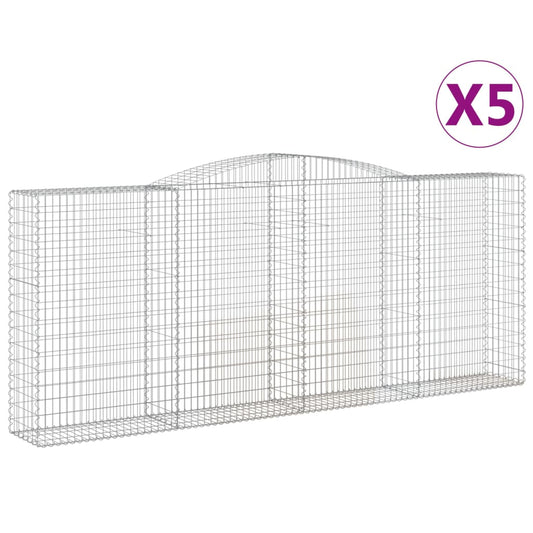 vidaXL Arched Gabion Baskets 5 pcs 400x50x160/180 cm Galvanised Iron