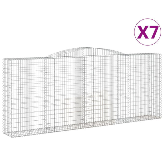 vidaXL Arched Gabion Baskets 7 pcs 400x50x160/180 cm Galvanised Iron