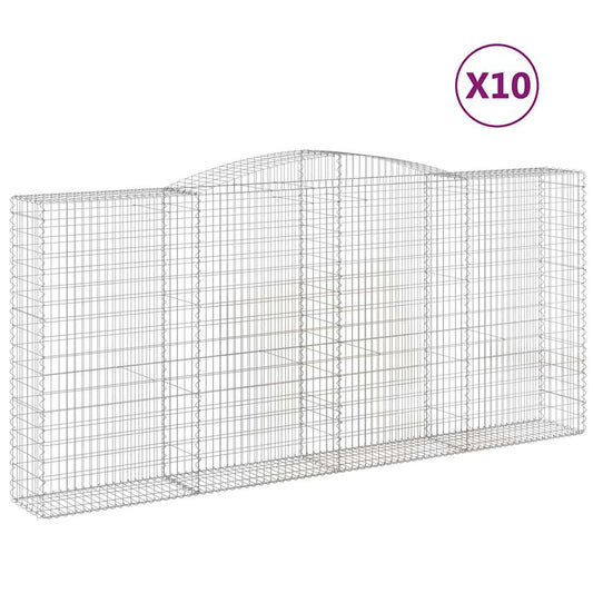 vidaXL Arched Gabion Baskets 10 pcs 400x50x180/200 cm Galvanised Iron
