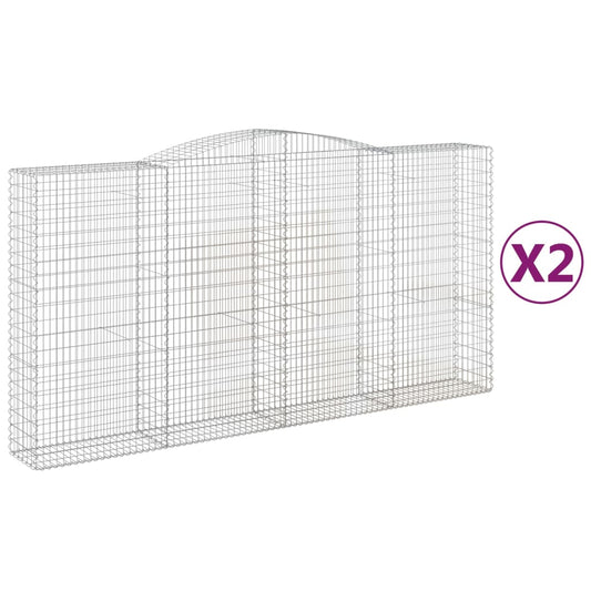 vidaXL Arched Gabion Baskets 2 pcs 400x50x200/220 cm Galvanised Iron