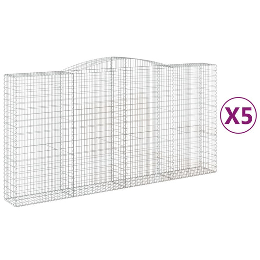 vidaXL Arched Gabion Baskets 5 pcs 400x50x200/220 cm Galvanised Iron