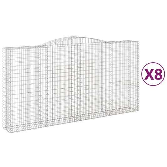 vidaXL Arched Gabion Baskets 8 pcs 400x50x200/220 cm Galvanised Iron