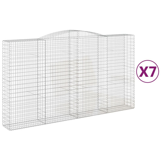 vidaXL Arched Gabion Baskets 7 pcs 400x50x220/240 cm Galvanised Iron