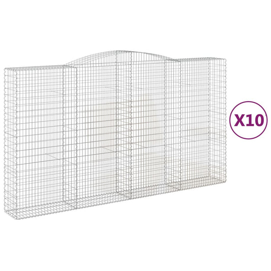 vidaXL Arched Gabion Baskets 10 pcs 400x50x220/240 cm Galvanised Iron