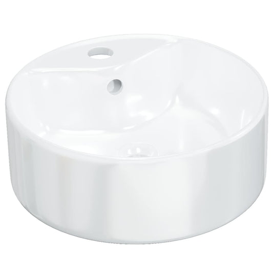 vidaXL Wash Basin White 40x14.5 cm Ceramic Round