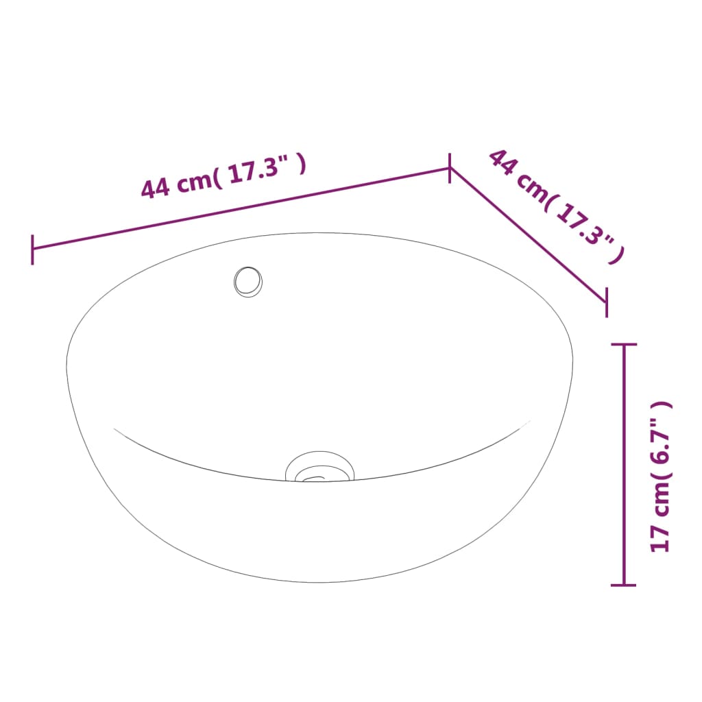 vidaXL Wash Basin White 44x17 cm Ceramic Round