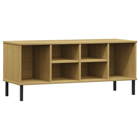 vidaXL Shoe Rack with Metal Legs Brown 106x35x45 cm Solid Wood "OSLO