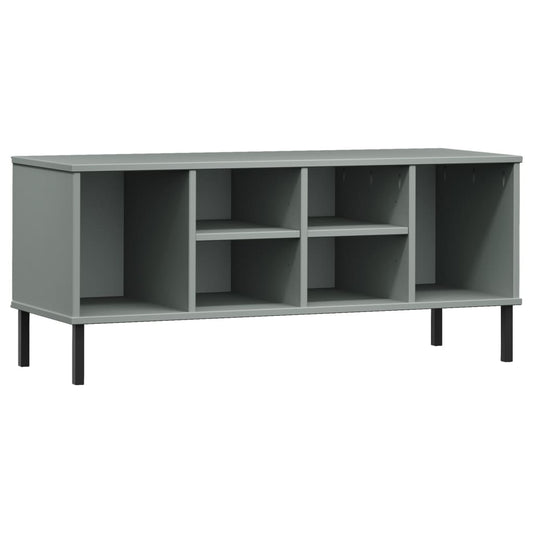 vidaXL Shoe Rack with Metal Legs Grey 106x35x45 cm Solid Wood OSLO