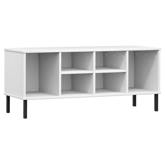 vidaXL Shoe Rack with Metal Legs White 106x35x45 cm Solid Wood "OSLO