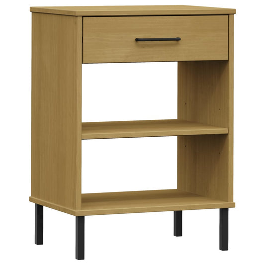 vidaXL Console Cabinet with Metal Legs Brown Solid Wood Pine "OSLO