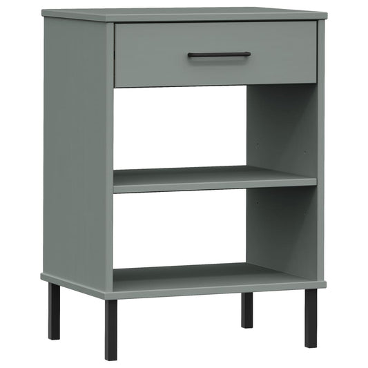 vidaXL Console Cabinet with Metal Legs Grey Solid Wood Pine "OSLO
