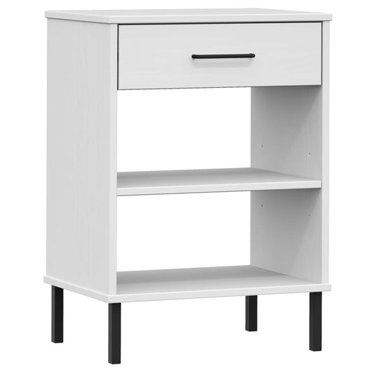 vidaXL Console Cabinet with Metal Legs White Solid Wood Pine "OSLO