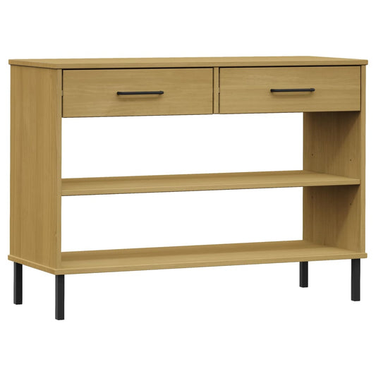 vidaXL Console Cabinet with Metal Legs Brown Solid Wood Pine "OSLO