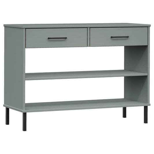 vidaXL Console Cabinet with Metal Legs Grey Solid Wood Pine "OSLO