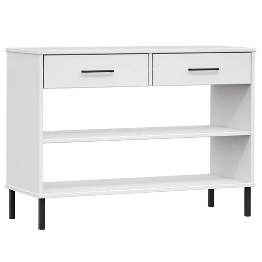 vidaXL Console Cabinet with Metal Legs White Solid Wood Pine "OSLO