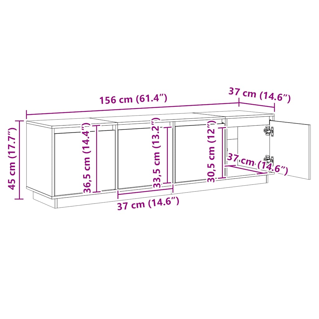 vidaXL TV Cabinet | White | Solid Pine Wood | TV Cabinet | Rectangular | Modern